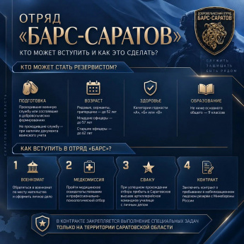 Как вступить в добровольческий отряд «БАРС-Саратов»?